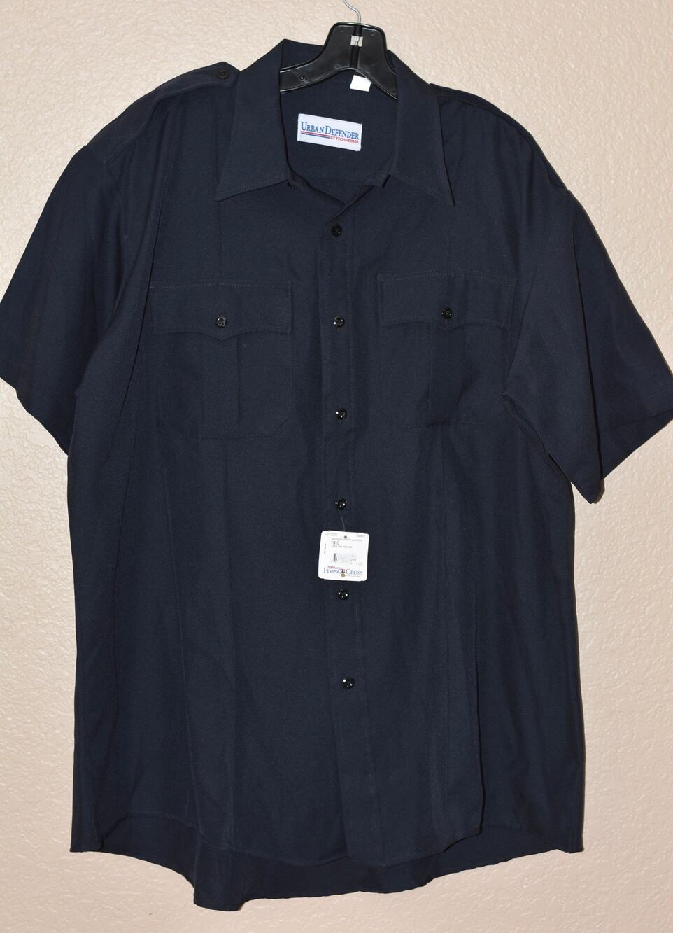 Urban Defender Flying Cross Mens Uniform Shirt Navy Blue Short Sleeve NWT
